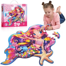 BenBen Floor Puzzles for Kids Ages 4-6, 52 Piece Mermaid Puzzle for Toddlers 3-5, Mermaid Toys Birthday Gift for Girls Boys