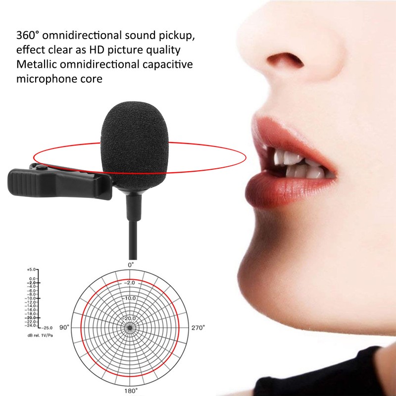Lavalier Microphone Deep Noise Reduction Clip On Lapel Mic for