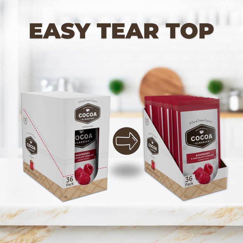 Cocoa Classics Raspberry Cocoa Mix, Hot Chocolate, Made with Nonfat