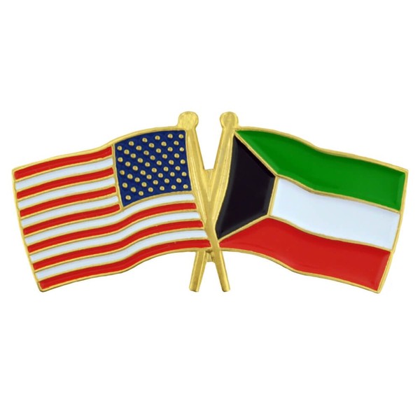 PinMart‘s USA and Kuwait Crossed Friendship Flag Enamel Lapel Pin