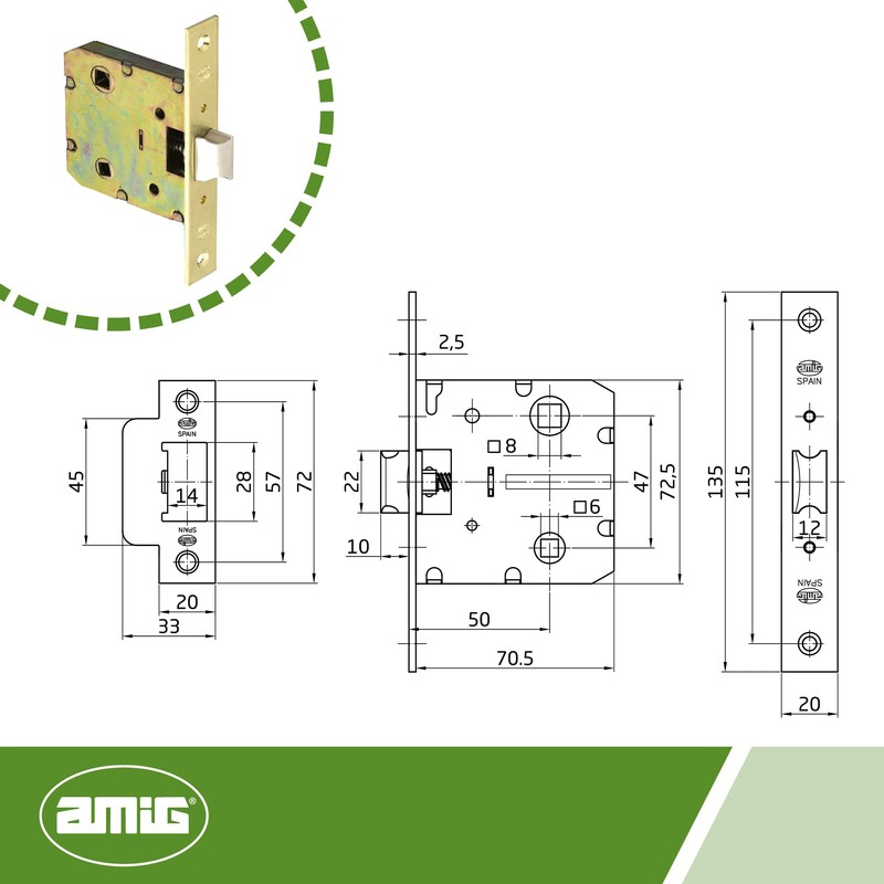 Amig - Model 2100 Door Handle for Wooden Doors from