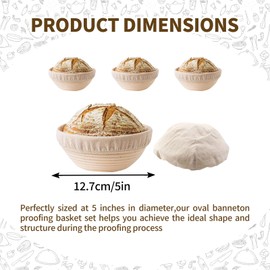 4 Packs of 5 Inch Round Banneton Proofing Basket,Sourdough Bread Baking Supplies Bread Proofing Fermentation