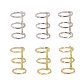 Loose-Leaf Binder Rings, 3 Holes, 0.8 inch (20 mm) Hole Diameter, Set of 6, Loose-Leaf Book Binding Openings, Ironed Coil, Durable, Suitable for Document Storage, Notebooks, Tabletop Calendars, Albums