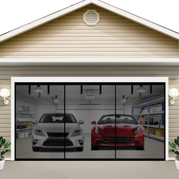 Magnetic Garage Screen Door for 2 Car, 16X10Ft Garage Doors,