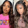 Highlight Body Wave V Part Wig Ombre Brown Body Wavy