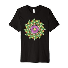 Vintage Flower & Nature Mandala Colorful Graphic Design Premium T-Shirt