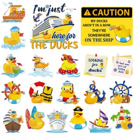 JoyAura Duck Cruise Door Magnets - 20 Pcs Yellow Magnetic Stickers Large Ship Cabin Decorations Cute Animal Magnet Stateroom Accessories for Party Refrigerator Locker Decals Summer Carnival Decor