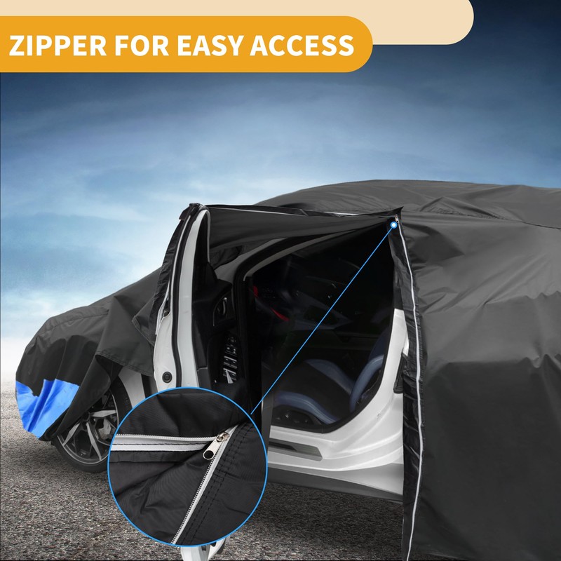 Car Cover Waterproof All Weather 210D, UV Sun Rain Protection,