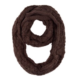 TrendsBlue Premium Winter Thick Infinity Twist Cable Knit Scarf, Brown