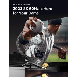 JSAUX Long HDMI Cable Fiber Optic 100FT, 8K 48Gbps Ultra High Speed Slim HDMI Braided Nylon 8K@60Hz 4K@120Hz