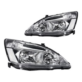 Torchbeam Headlights Assembly Compatible with 2003 2004 2005 2006 2007 Honda Accord OE Style Headlamp Replacement Chorme Housing Clear Reflector Headlight Assemblies Driver & Passenger Side