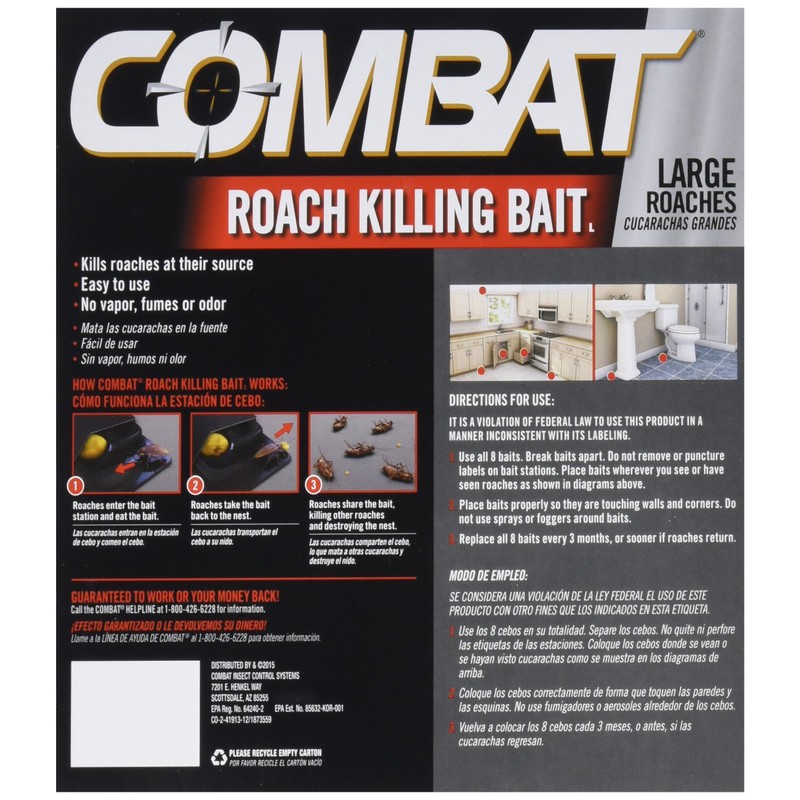 Combat Roach Killing Bait for Large Roaches, Package Includes 8