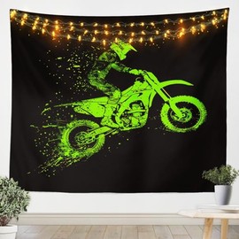 Feelyou Motocross Rider Wall Blanket Extreme Sports Theme Tapestry for Boys Girls Children Dirt Bike Wall Hanging Room Decor Motorbike Pattern Large 59x82