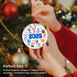 PETCEE Christmas Ornament 2025 - Funny Year in Review Hot Topic Gift Hilarious Trending Christmas Tree Decor for Adults & Family Unique Keepsake Hanging Decor for 2025