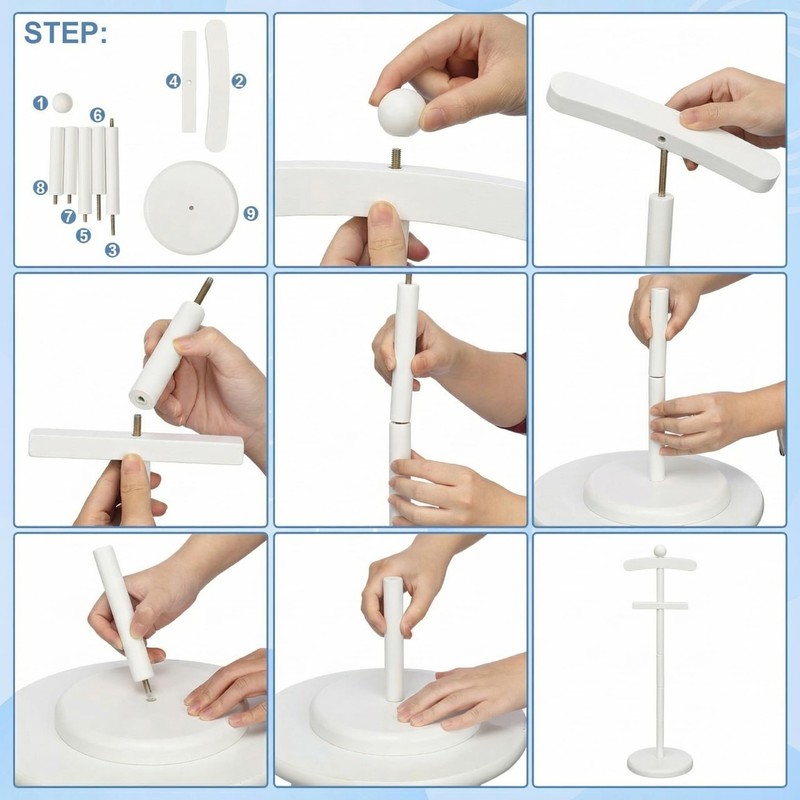 Baby Clothes Display Stand Wooden Baby Shower Clothes Rack, White