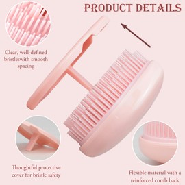 Heart-Shaped Detangling Brush for Women – Compact, Pink Travel Brush for Thick Hair with High & Low Bristles for Effortless Detangling & Scalp Massage