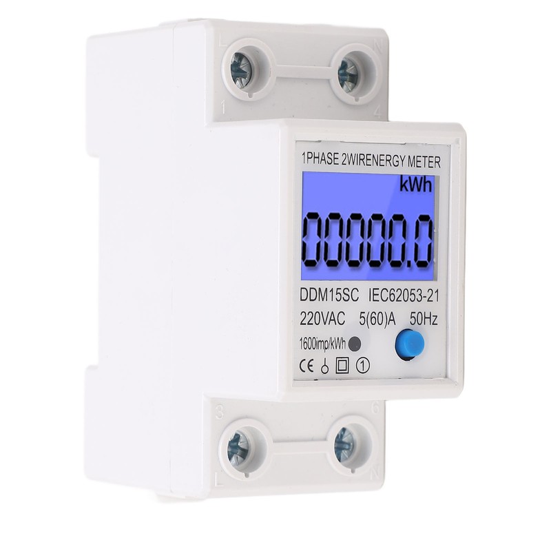 LCD Digital Energy Meter Single Phase 2P Electricity Usage Monitor
