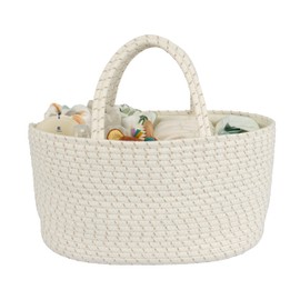 JUNBOLE Diaper Caddy Organizer Cotton Rope Baby Basket Nursery Storage and Portable Tote Bag for Car Ideal Baby Shower Gifts and Registry Must-Have for Newborn Essentials Large striped