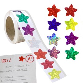 Star Stickers Glitter Reward Stickers Pack of 500 Stickers Small Roll 2.5 cm Star Stickers for Children School Teacher Reward Stickers (Colourful)
