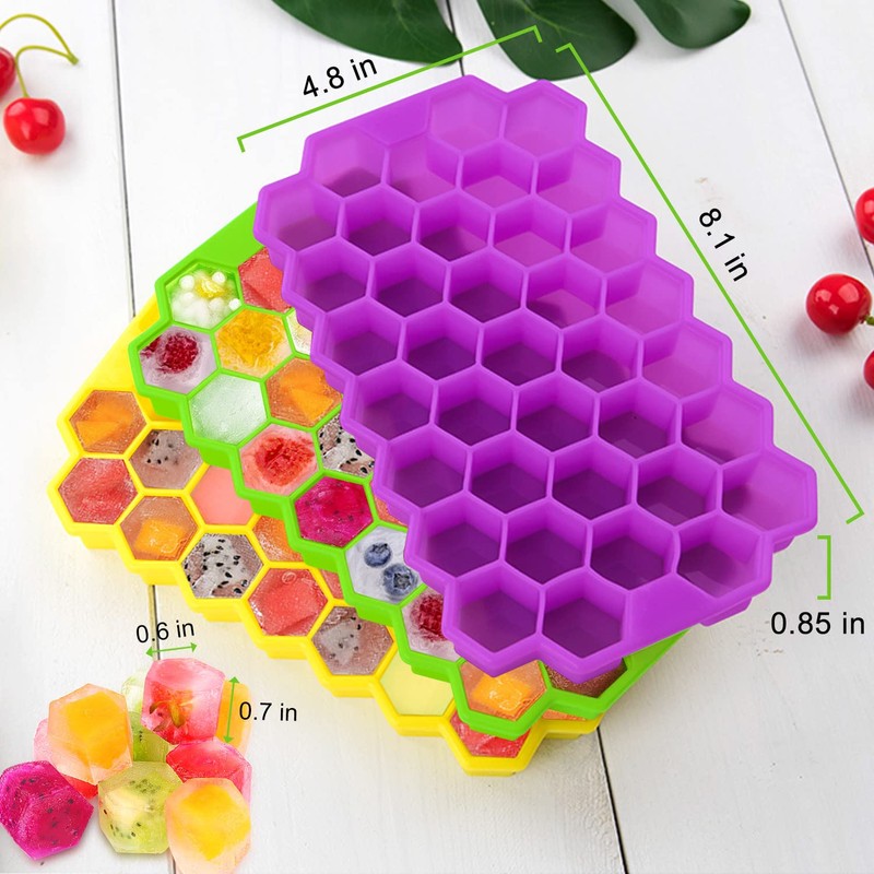 MOSOTECH Ice Cube Tray, Pack of 3, 37-Fold Ice Cube
