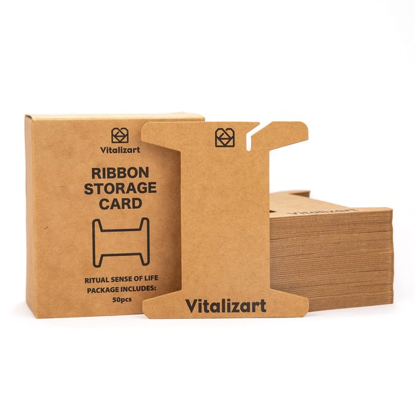 Vitalizart Ribbon Storage Organizer 50 Pcs Ribbon Spools Empty Cardboard