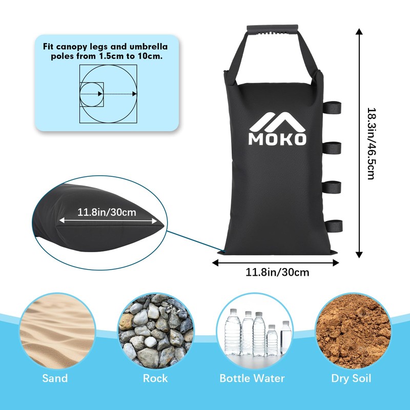 MoKo 4 Pack 120 LBS Zipper Top Sand Bags for