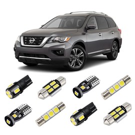 BRISHINE White Interior LED Lights Kit for Nissan Pathfinder 2013 2014 2015 2016 2017 2018 2019 2020 Super Bright 6000K Interior LED Bulbs Package + License Plate Lights and Install Tool