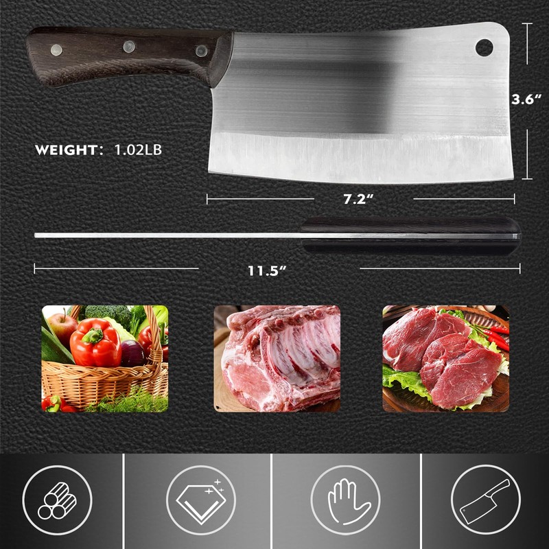 ZENG JIA DAO Meat Cleaver, 7'' Chinese Chef's Kitchen Small