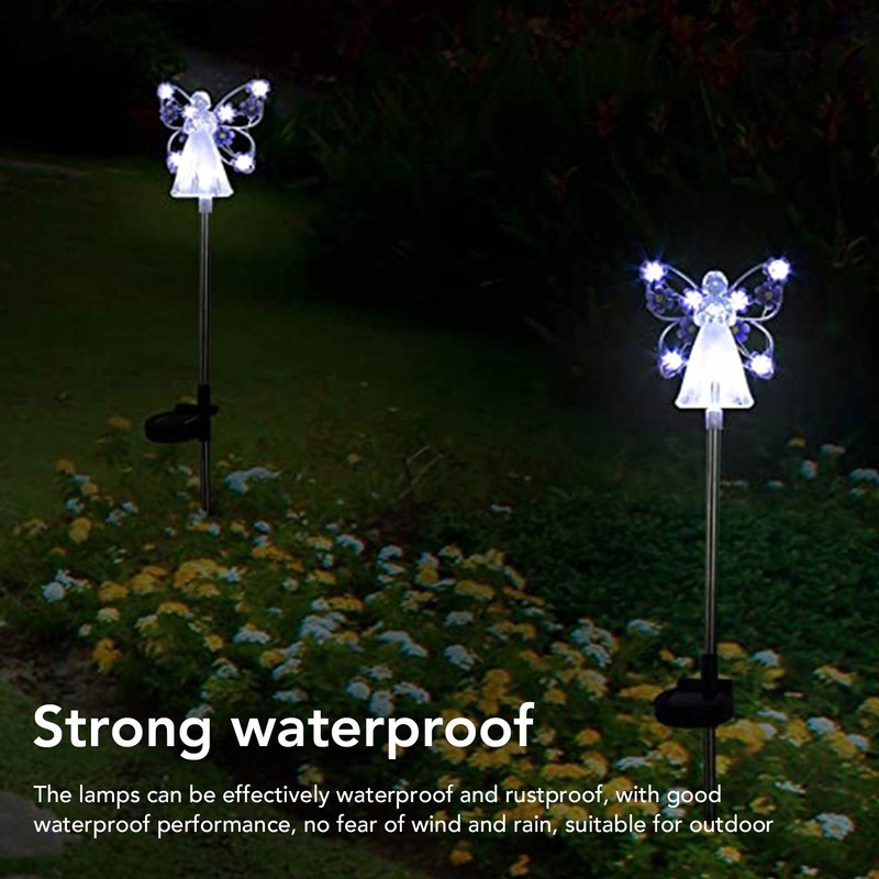 2 Pack LED Solar Angel Lights Solar Powered White Light