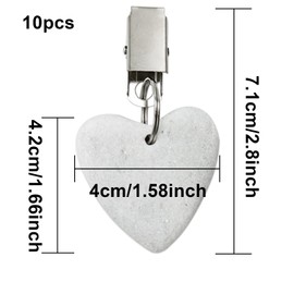 Tablecloth Weights, 10 Pieces Tablecloth Clips Table Clips with Clips for Indoor Outdoor Home Kitchen Wedding Party Picnic, White, Marble (Heart Shape)