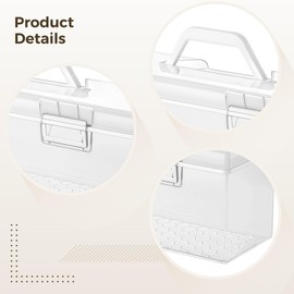 Paint Storage Box Set, Portable Acrylic Paint Storage Box with Handle, 4 Plastic Handheld Storage Boxes 2 Large Boxes and 2 Small Boxes, Clear Storage Boxes Specially Designed for Storing Art Paints