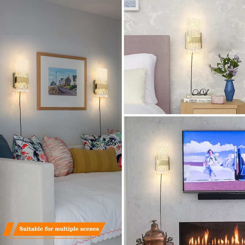 Plug in Wall Sconce Set of 2 - Small Gold