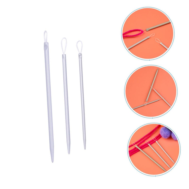 STOBOK Yarn Threader Needles Set 3pcs Plastic Yarn Needles Loop