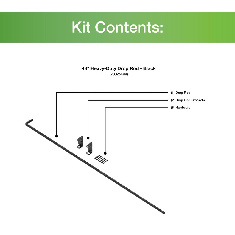 48” Heavy-Duty Drop Rod, Black
