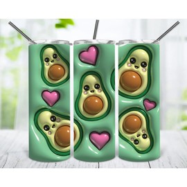 SupBo 20oz Skinny Tumbler With Lid and Straw, Gifts for Kids, Birthday Gifts, Travel Mug For Friends, Stainless Steel, Double Wall, Vacuum Sealed Travel Mug (Cute Funny Avocado)