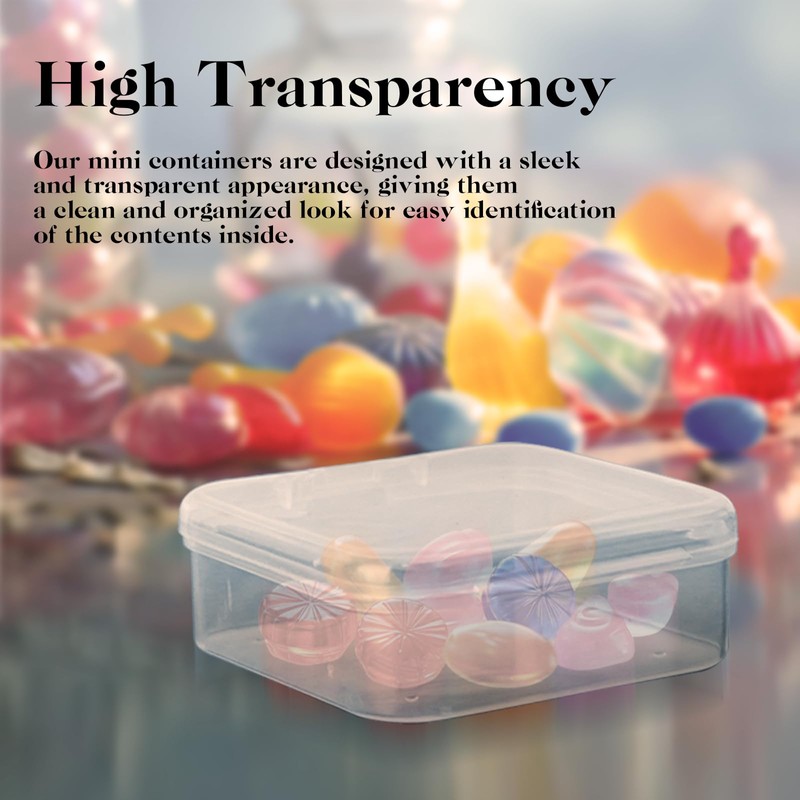 Pack of 20 Small Transparent Plastic Storage Box, Transparent Square