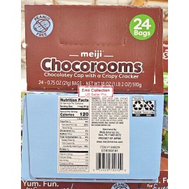 Meiji Chocorooms Chocolatey Cap with a Crispy Cracker 24 Bag 18oz/Box (2 Boxes)