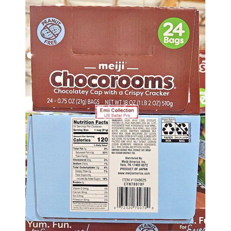 Meiji Chocorooms Chocolatey Cap with a Crispy Cracker 24 Bag