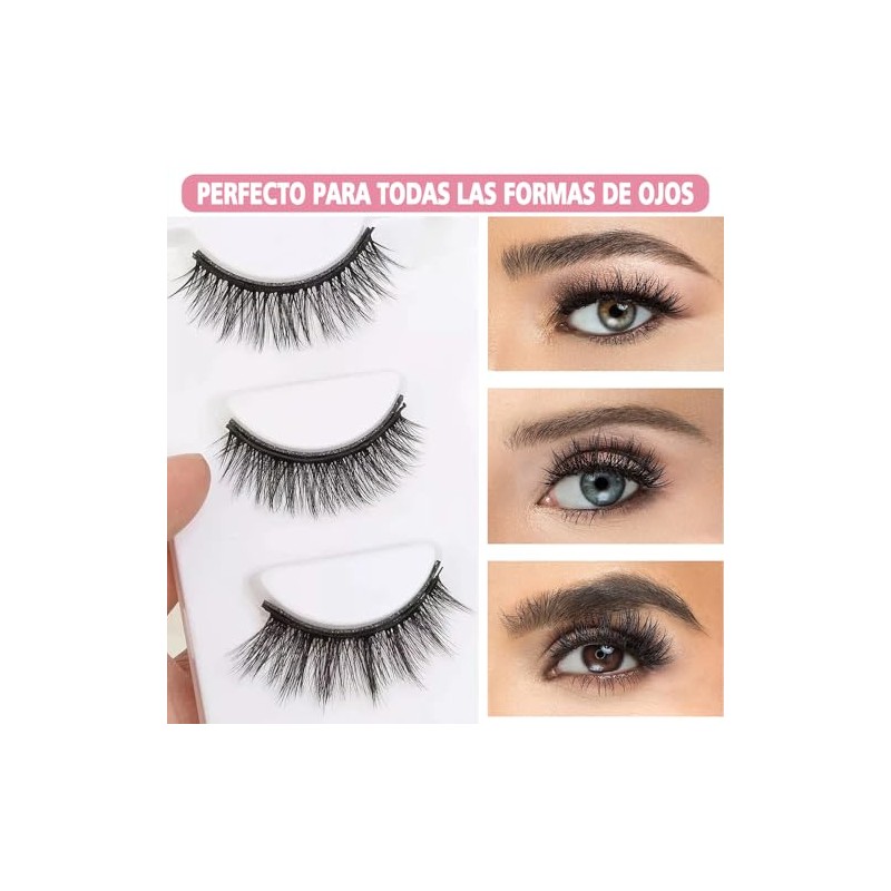 Pestañas Postizas Magneticas,5 Pares Pestañas Postizas Naturales 3D con 2