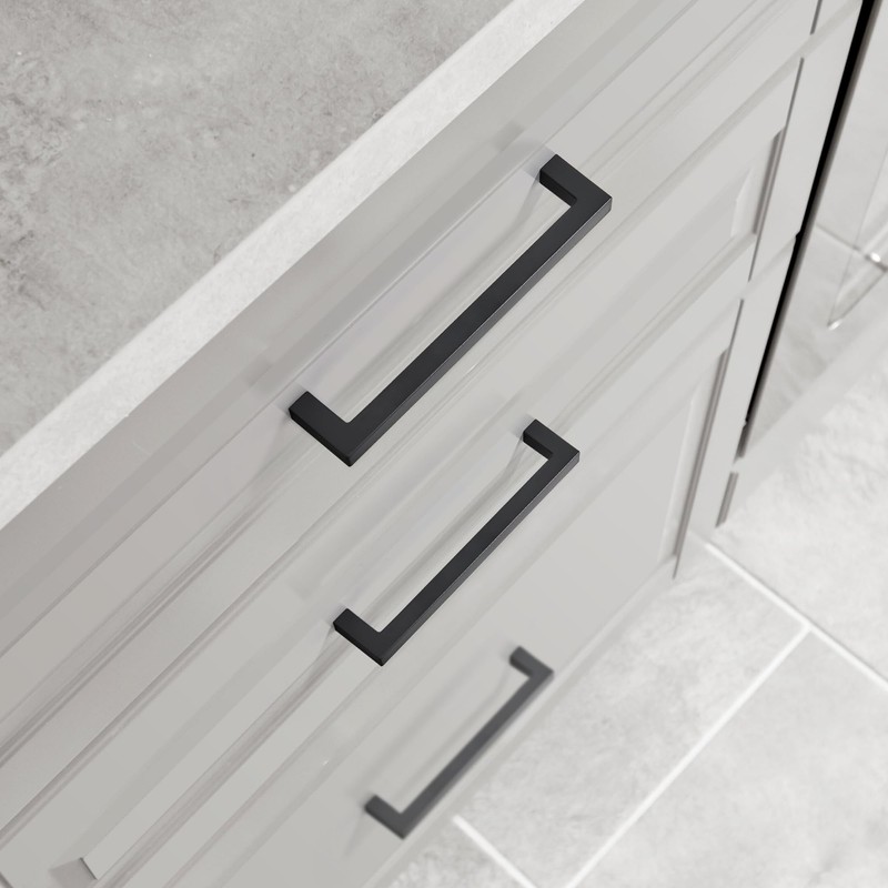 TUNNY 10 Pack Square Solid Cabinet Handles-3.8"/96mm Screw Spacing Matte