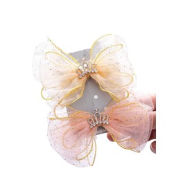 YINKE Baby Hair Clips, Lace Ribbon, Kids, Bangs Clip, Fashionable, Cute, Wedding, Graduation, Party, Fireworks Festival, Outings, Dress, Birthday Gift (Set of 2)