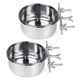 Tfwadmx 2 Pcs Bird Feeding Dish Cups,Parrot Food Bowl Clamp Holder Coop Cup Bird Cage Water Bowl for Parakeet African Greys Conure Cockatiels Lovebird Budgie Chinchilla