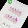 10 Pieces Handmade Nail Tips Cherry Blossom Pink Japanese Pattern