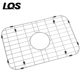 LQS Stainless Steel Sink Protectors, Kitchen Sinks Grid 18 7/8" x 12 5/8" with Center Drain Hole for Single Bowl, Sink Protector, Kitchen Sinks Grate, Sink Bottom Grid