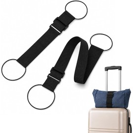2 Correas Conectoras para Equipaje, Ajustables de 26 a 40 cm (Negro)