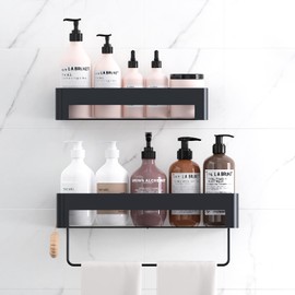 necvha Shower Caddy,Adhesive Bathroom Organizers and Storage&Home Decor&Kitchen,No Drilling,Kitchen Organizers and Storage,Shower Organizer for Inside Shower (Black)