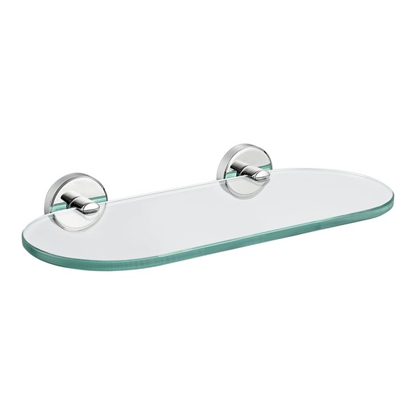 JQK Bathroom Glass Shelf Chrome, Tempered Glass Shower Storage 12