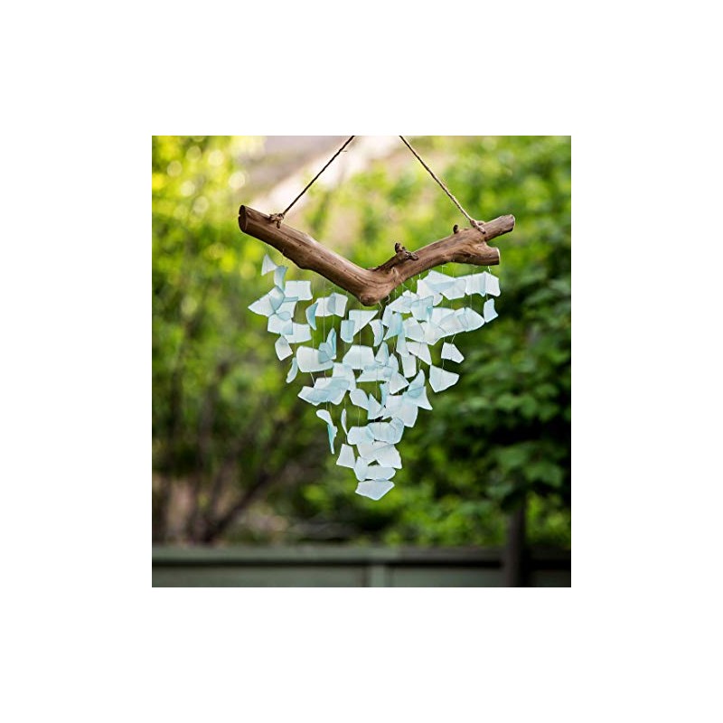 Handmade Raindrop Butterfly Recycled Glass Hanging Mobile Wind Chime Suncatcher