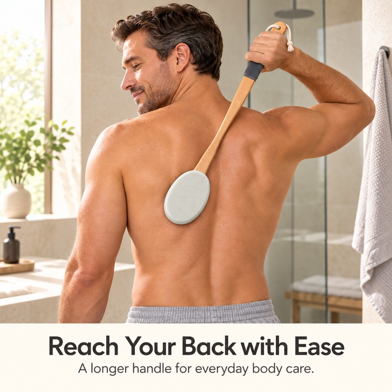 Long Handle Back Lotion Applicator – Silicone Body Cream &