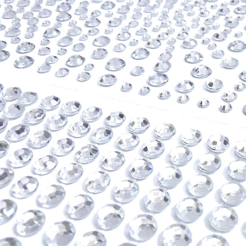 Pegatinas adhesivas de diamantes de imitación transparentes con gemas brillantes